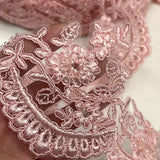 Embroidered Floral Beaded Lace Trim