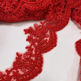 Embroidered Floral Beaded Lace Trim