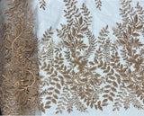 Beaded Sequined Lace Fabric on Polyester Net Mesh