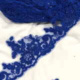 Beaded Corded Lace Trim on Polyester Net Mesh