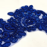 Beaded Corded Floral Lace Applique Pair