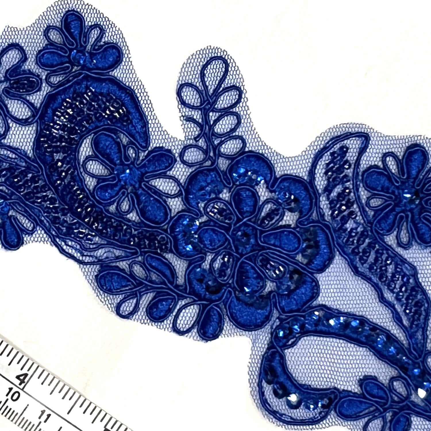 Beaded Corded Floral Lace Applique