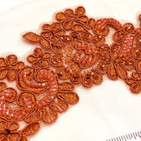 Beaded Corded Floral Lace Applique Pair