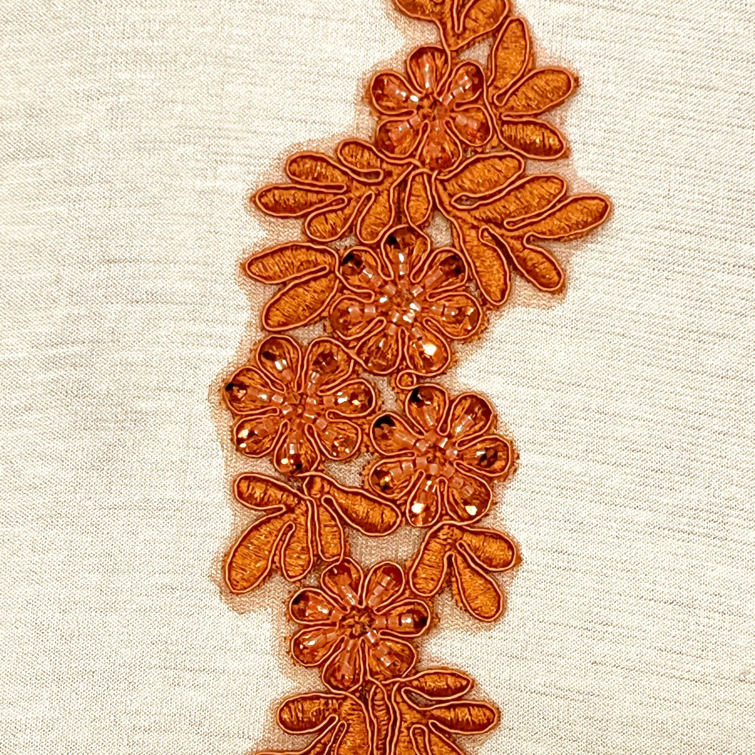 Beaded Corded Floral Lace Applique