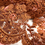 Embroidered Floral Beaded Lace Trim