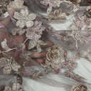 3D Beaded Floral Lace Fabric
