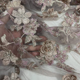 3D Beaded Floral Lace Fabric