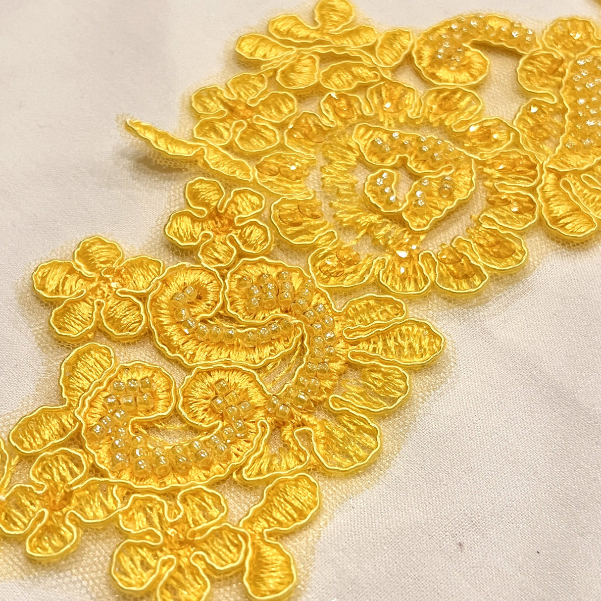 Beaded Floral Lace Applique