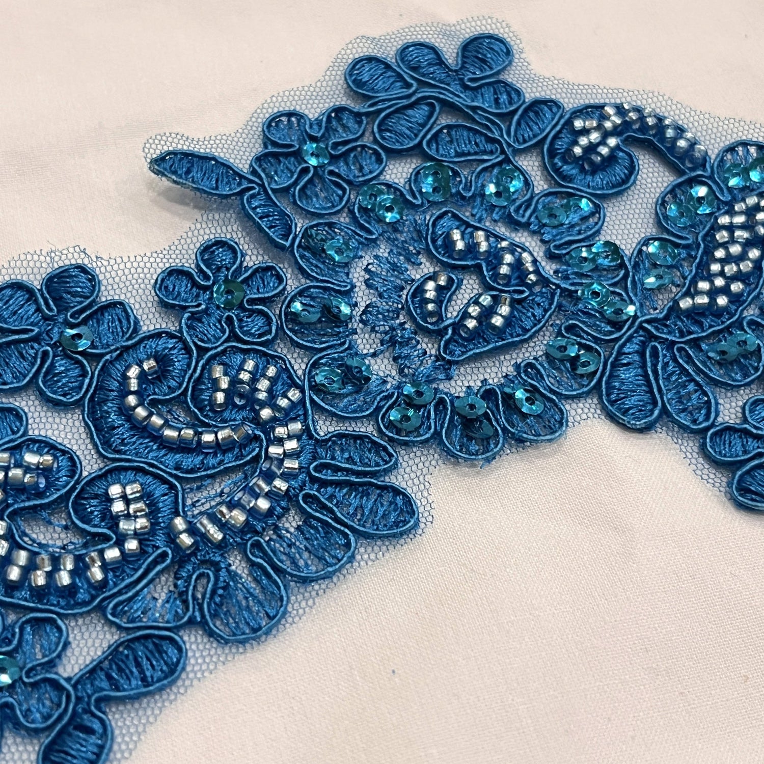 Beaded Floral Lace Applique
