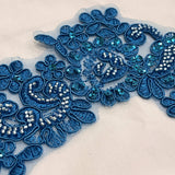 Beaded Corded Floral Lace Applique Pair