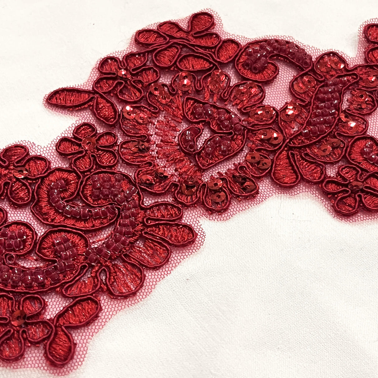 Beaded Floral Lace Applique