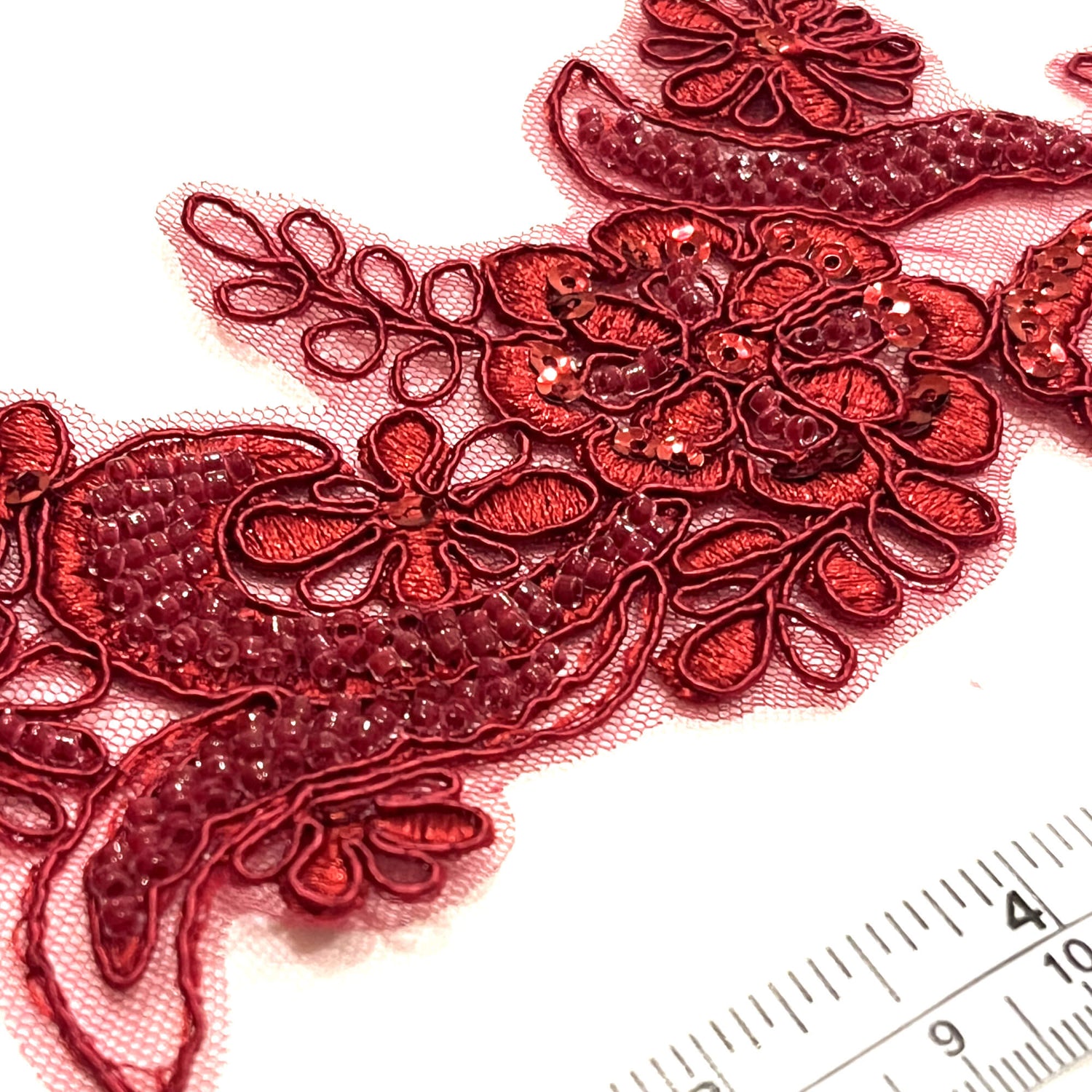 Beaded Corded Floral Lace Applique