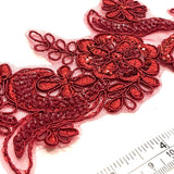 Beaded Corded Floral Lace Applique