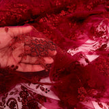 Corded Bridal Lace Fabric on Polyester Net Mesh