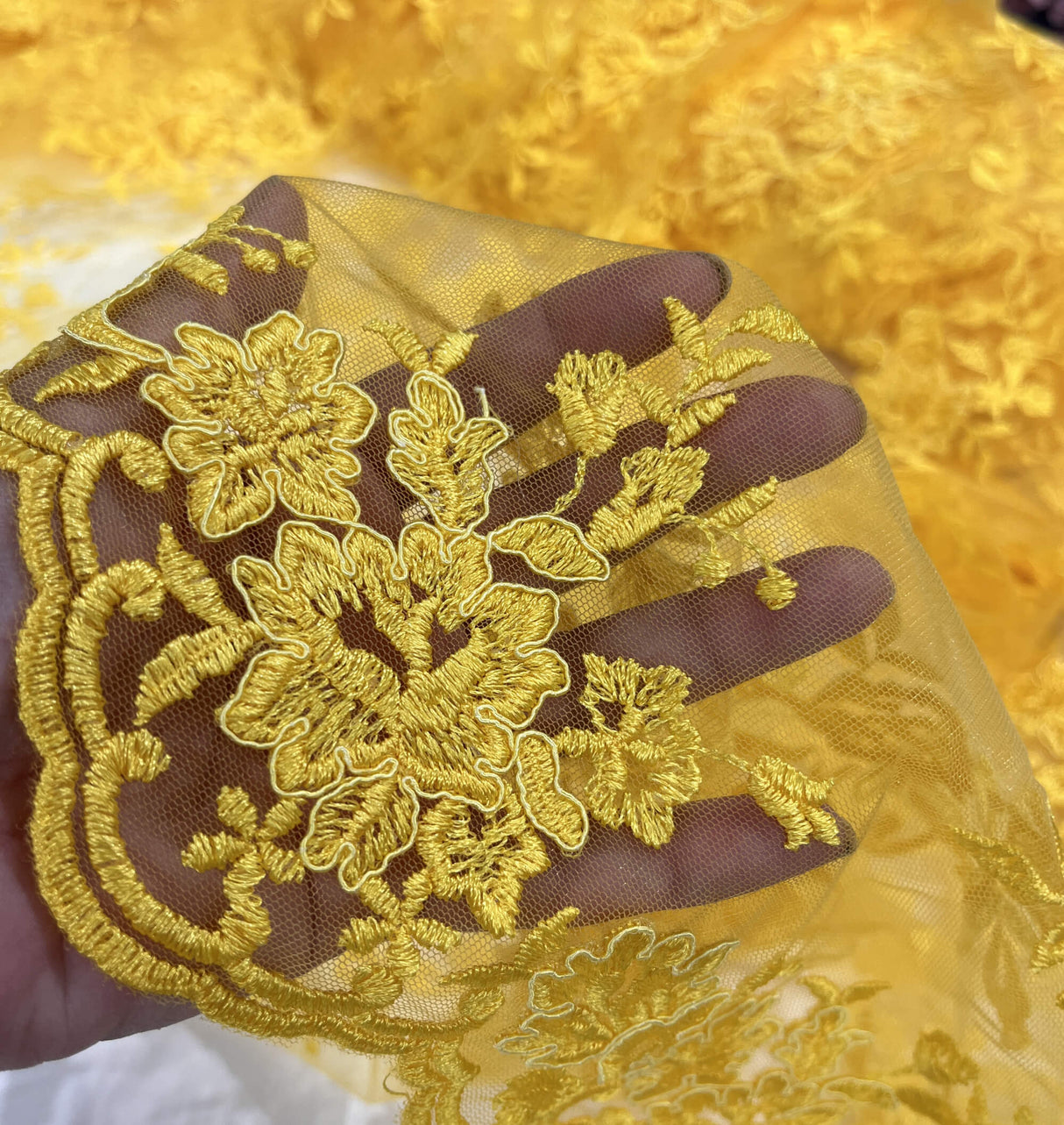 Corded Floral Lace Fabric Ivory