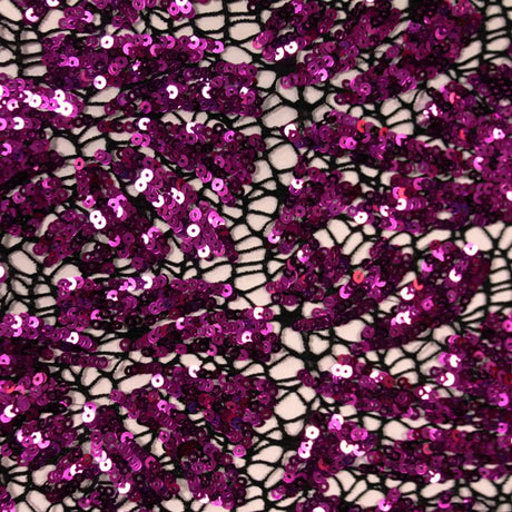 Cluster Lace Sequin Polyester Spandex Fabric - Black/Blue, Black/Fuchsia, White/Silver, 58/60" Width (1 Yard)