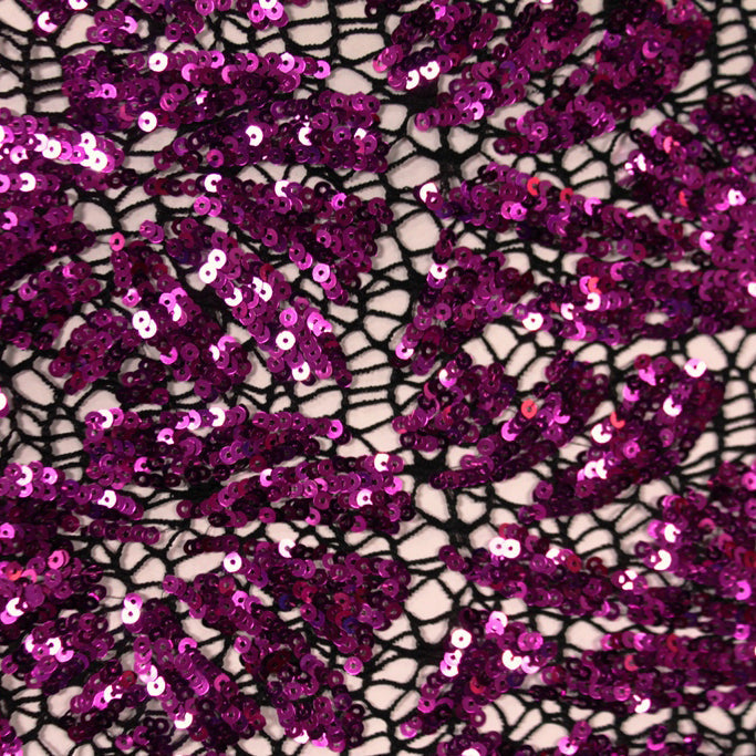 Cluster Lace Sequin Polyester Spandex Fabric - Black/Blue, Black/Fuchsia, White/Silver, 58/60" Width (1 Yard)