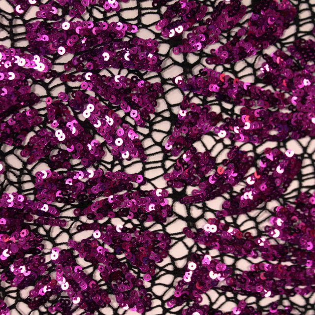 Cluster Lace Sequin Polyester Spandex Fabric - Black/Blue, Black/Fuchsia, White/Silver, 58/60" Width (1 Yard)