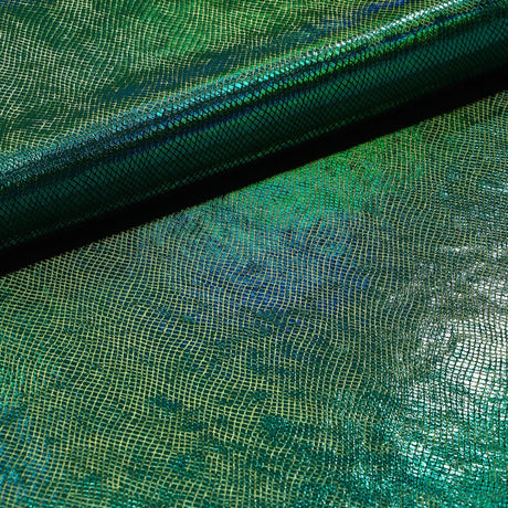 Cobra Foil Printed Stretch Velvet Fabric - Iridescent Foil Print, 58/60" Width (1 Yard)