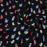 Cocktail Hour Printed Nylon Spandex Fabric - Blue Print, 55/56" Width, 4-Way Stretch (1 Yard)