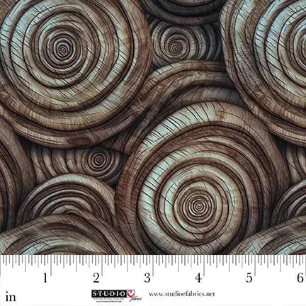 Cotton Wood Grain Fabric Coffee Out of the Woodwork 44/45"