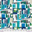 Cotton Print Collage Sea Blue Fabric 44/45"