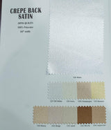 Superior Quality Crepe Back Satin Fabric - Multiple Colors, 58/60" Width (1 Yard)