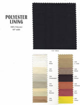Polyester Lining Fabric - 100 Percent Polyester, Solid, 58/60" Width (Continuous Yards)