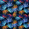 Swim Knit Colorful Palm Fronds on Black Nylon Spandex 31" Remnant