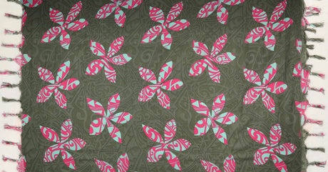 Rayon Sarong with Fringes Tiare Floral