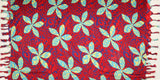 Colorful Tiare Sarong With Fringes Rayon Fabric - Red, Gray Floral, 72X45" (1 Sarong)