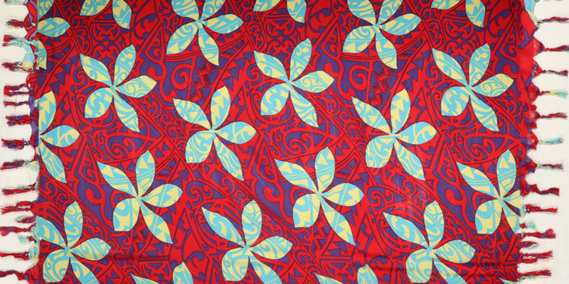 Rayon Sarong with Fringes Tiare Floral
