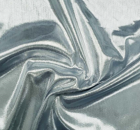 Computer Foil Polyester Fabric - Lt Blue/Silver, 44/45" Width