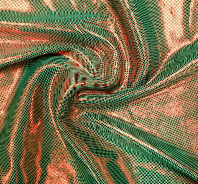 Computer Foil Polyester Fabric - Green/Red Foil, 44/45" Width