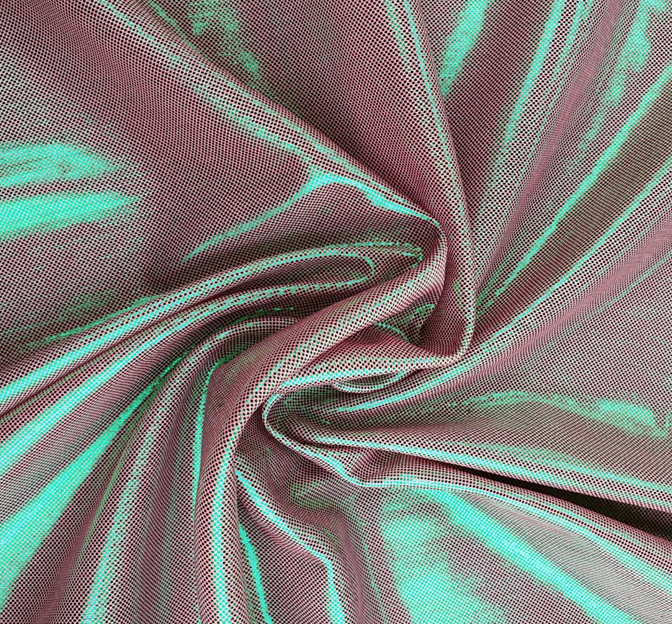 Computer Foil Polyester Fabric - Pink/Green, 44/45" Width