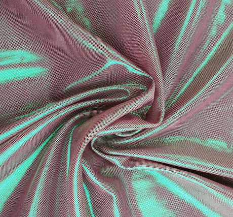 Computer Foil Polyester Fabric - Pink/Green, 44/45" Width