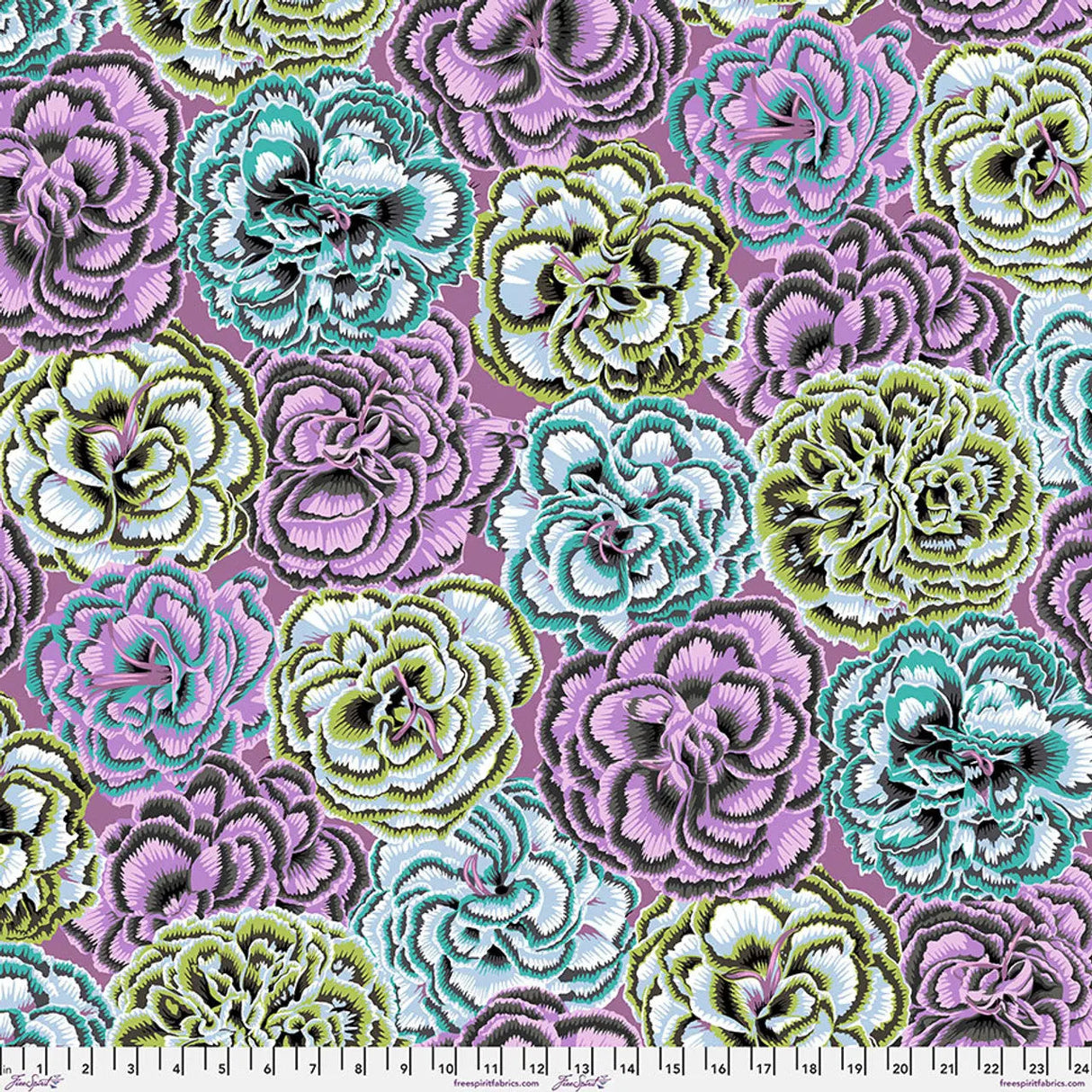 Cotton Print Contrast Picotee Carnations Fabric