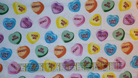 Quilting Cotton Conversation Hearts Valentine Novelty 100% Cotton Fabric