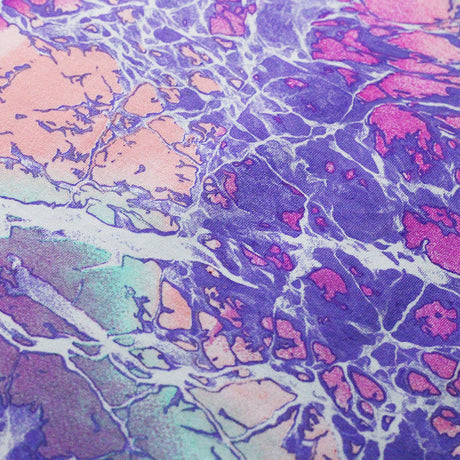 Icebreak Nylon Spandex Fabric - Purple and Orange Ice Print, 58/60" Width (1 Yard)