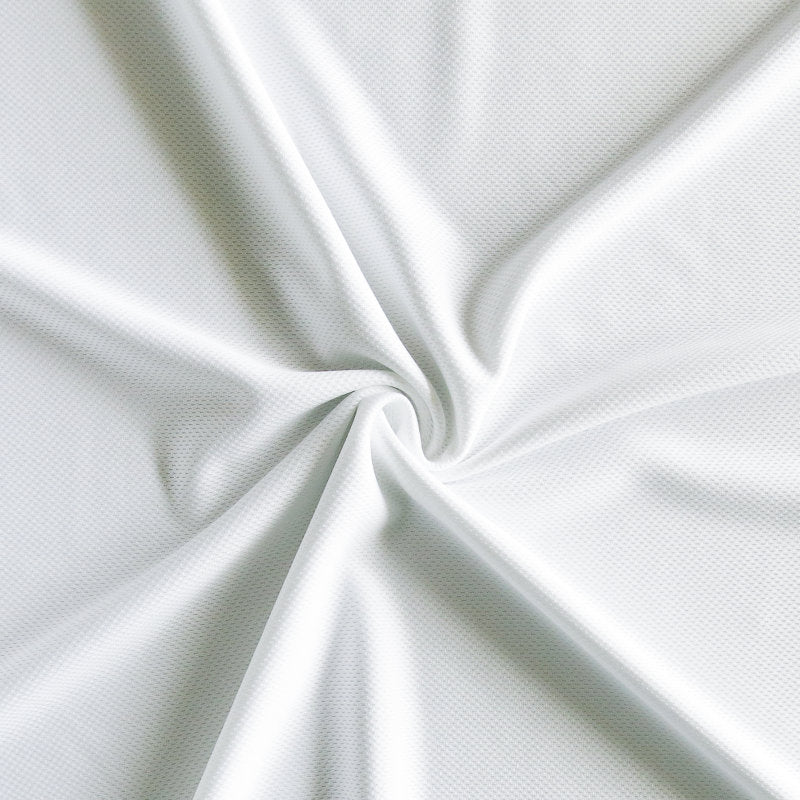 White Cooling Polyester Lycra Pique Mesh Fabric