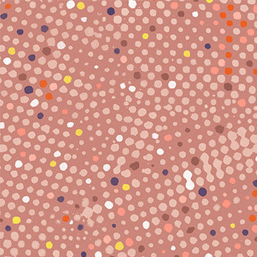 Cotton Block Print Dots Fabric Coral 44/45" Per Yard