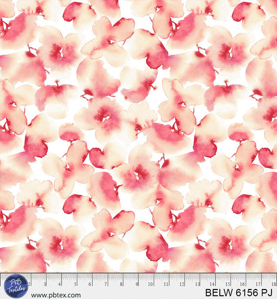 Cotton Wideback Fabric Coral Peach Floral Butterfly Belle 108"
