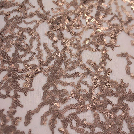 Coral Reef Stretch Mesh Sequin Fabric - Embroidered Stretch Mesh Sequin, 58/60" Cut Width, 48/50" Usable Width, 189 GSM (1 Yard)