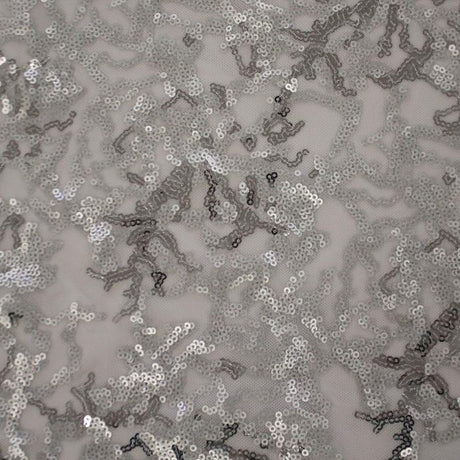 Coral Reef Stretch Mesh Sequin Fabric - Embroidered Stretch Mesh Sequin, 58/60" Cut Width, 48/50" Usable Width, 189 GSM (1 Yard)