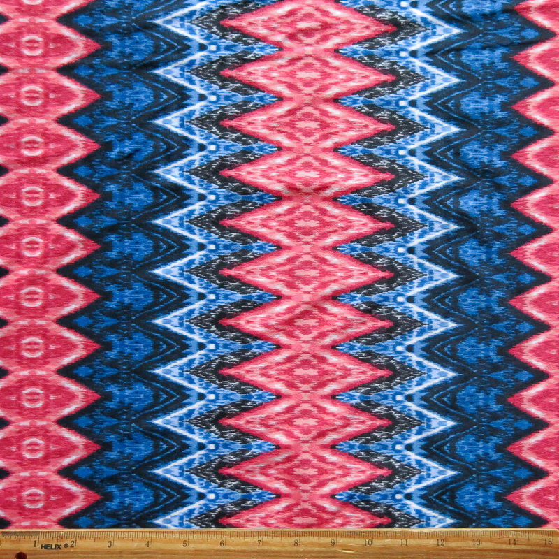 Swim Knit Coral and Navy Vertical Zig Zag 20" Remnant