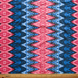Swim Knit Coral and Navy Vertical Zig Zag 20" Remnant