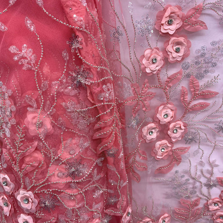 Beaded 3D Floral Lace Fabric 52" Wide