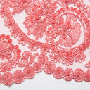 1 Yard Tulle Lace Fabric Embroidered with Sequins and Intricate Floral Pattern, 52" Wide