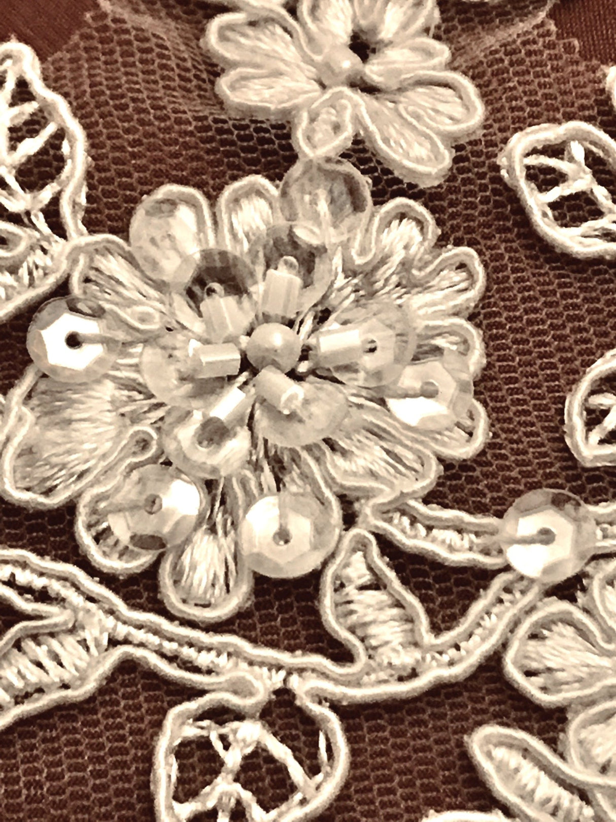 Embroidered Floral Beaded Lace Trim
