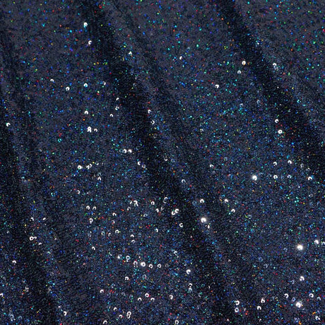 Cosmic GLOW Nylon Spandex Sequin Fabric - Embroidered Holographic Micro Sequins, 51/52" Width, 4-Way Stretch (1 Yard)